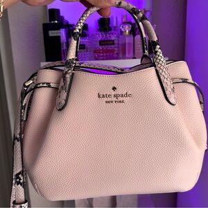 Kate Spade Blush Pink Satchel with Snake Print Accents